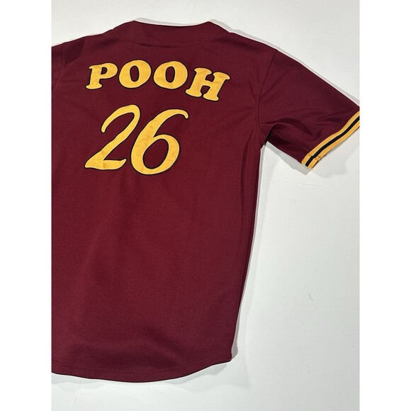 Walt Disney Winnie The Pooh Baseball Jersey XS Red Hundred Acre Wood Embroidered - Picture 2 of 11